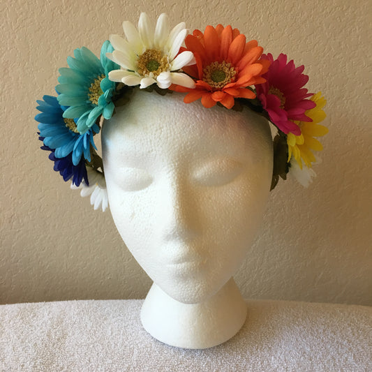 Medium Wreath - Rainbow daisies