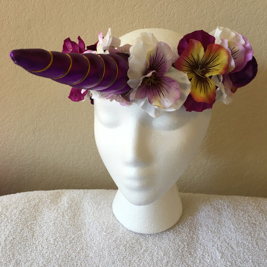 Medium Wreath – Purple Pansy Unicorn
