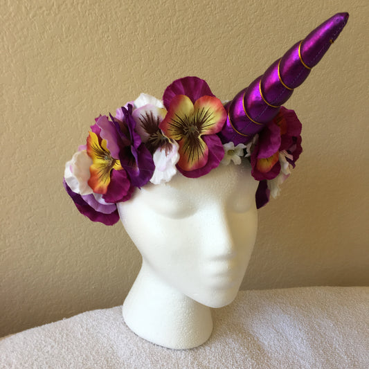 Medium Wreath - Purple Pansy Unicorn