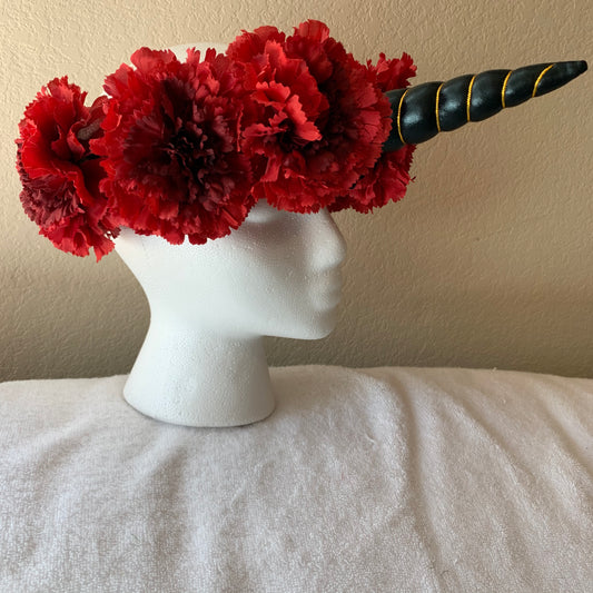 Medium Wreath - Black and Red Unicorn