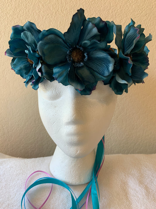 Medium Wreath - Teal Flowers