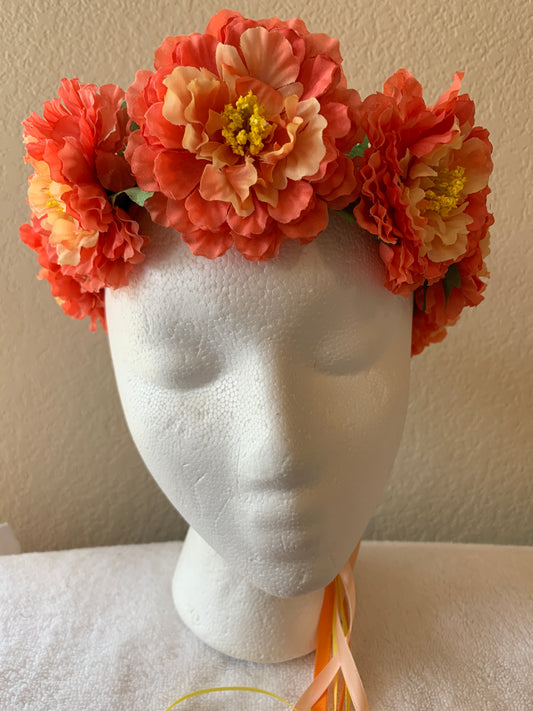 Medium Wreath - Orange, Peach with Yellow Centers