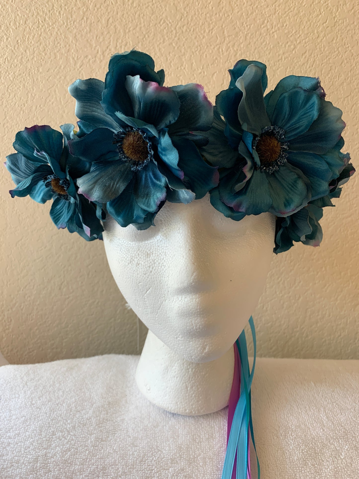 Medium Wreath - Teal Flowers