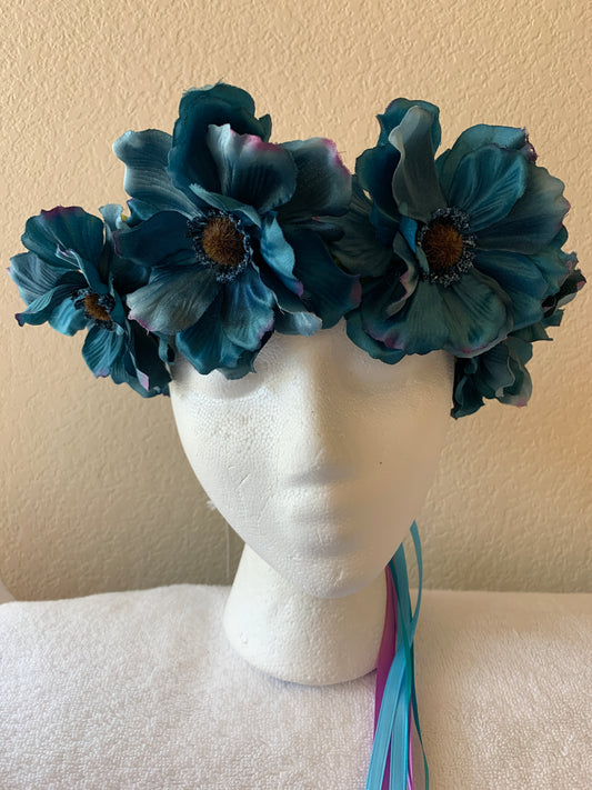 Medium Wreath - Teal Flowers