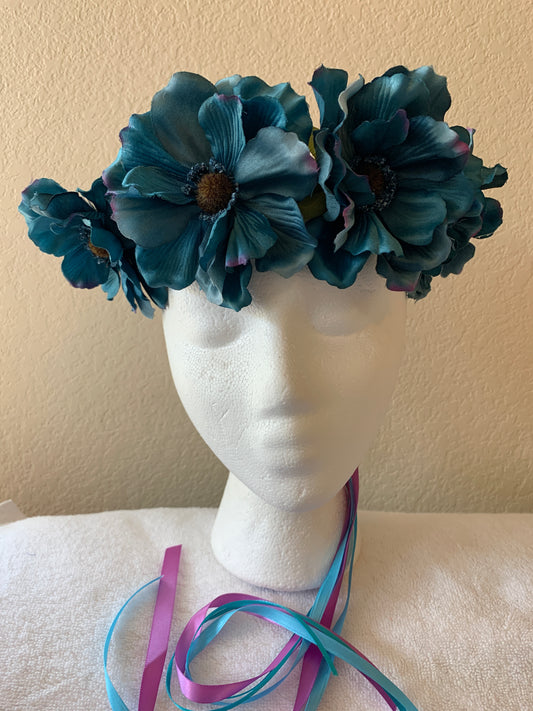 Medium Wreath - Teal Flowers
