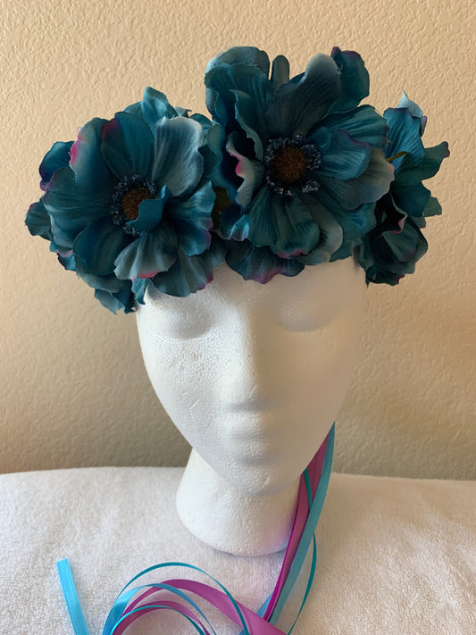 Medium Wreath - Teal Flowers