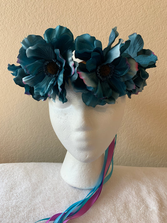 Medium Wreath - Teal Flowers