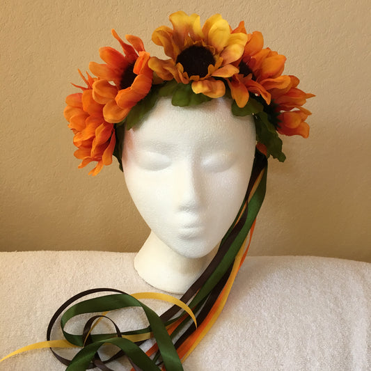 Medium Wreath - Golden sunflower w/ all orange sunflowers