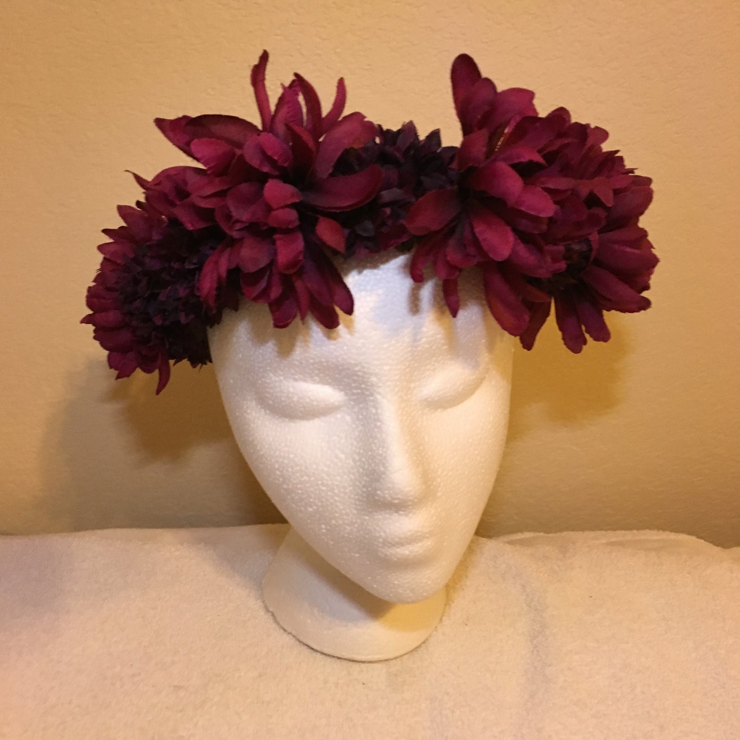 Medium Wreath - Burgundy w/ purple & burgundy pompoms
