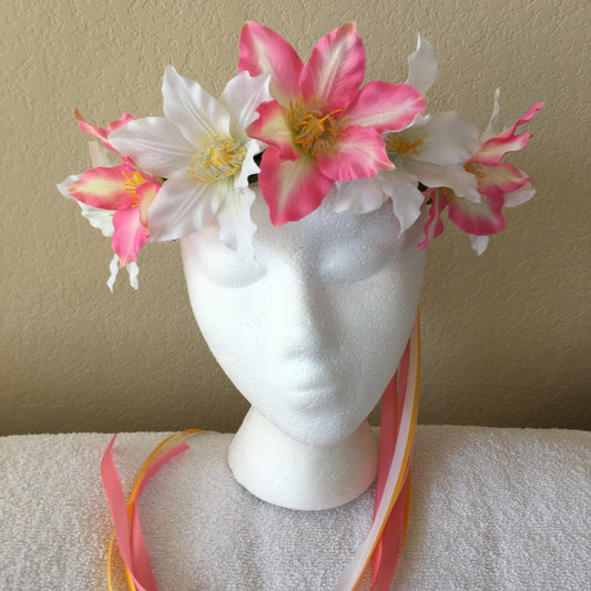 Medium Wreath - Pink & white exotic flowers
