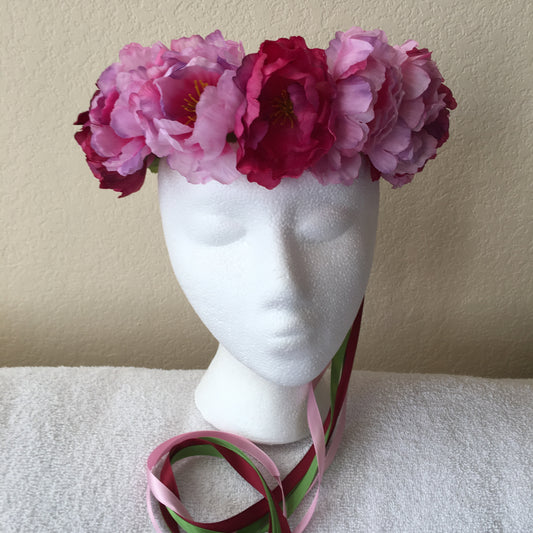 Medium Wreath - Light pink & dark pink ( every other) flowers