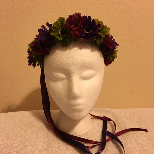 Small Wreath - Purple, green, & burgandy daisies