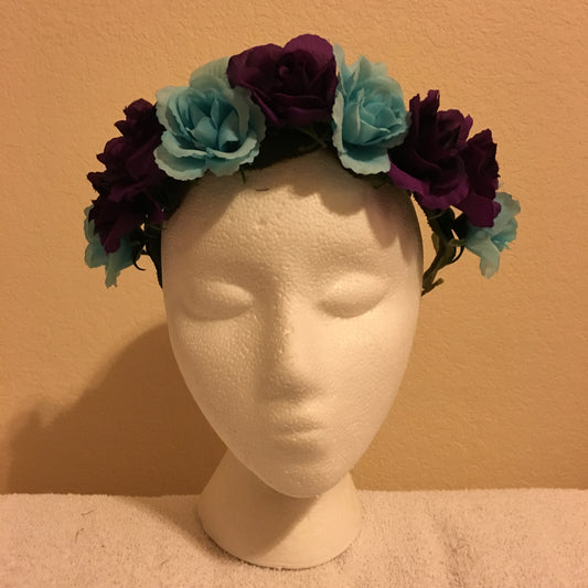 Small Wreath - Purple & teal roses