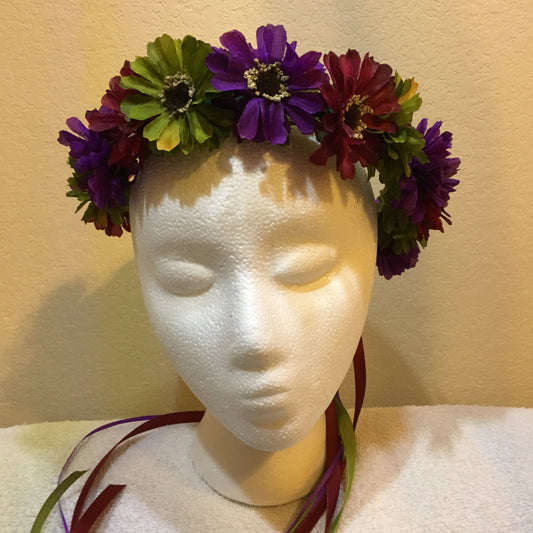 Small Wreath - Purple, green, & burgandy dasies