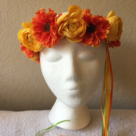 Small Wreath - Yellow roses & orange flowers