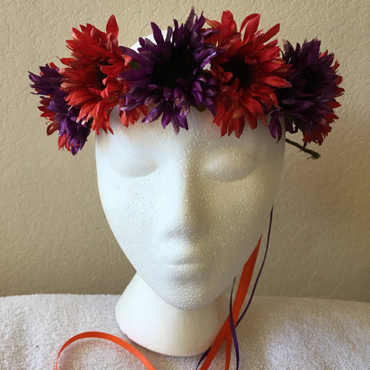 Small Wreath - Orange & purple shiny flowers