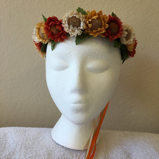 Small Wreath - Orange, beige, & yellow straw flowers