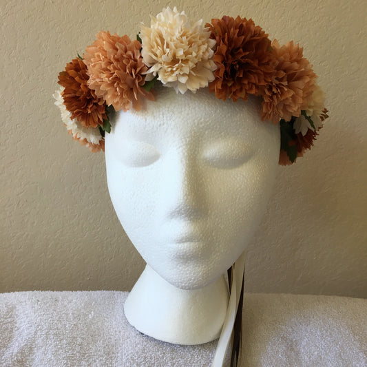 Small Wreath - Beige, brown, & tan fluffy flowers