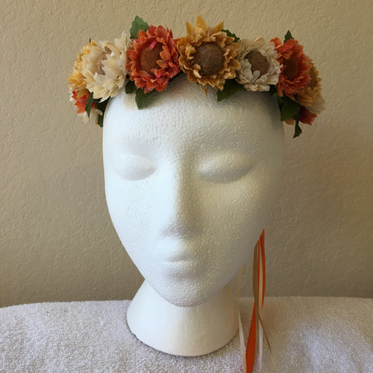 Small Wreath - Orange, beige, & yellow straw flowers