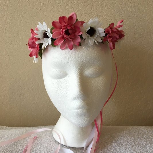 Small Wreath - White daisies & pink flowers