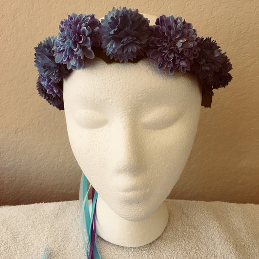 Small Wreath - Bluish & purple pom poms