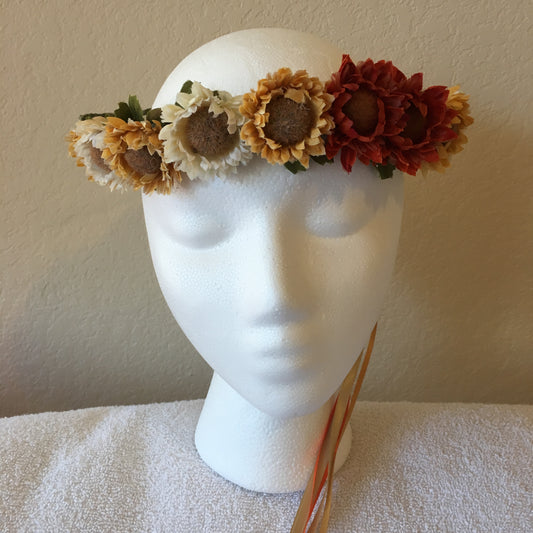 Small Wreath - Rust, yellow, & beige straw flowers