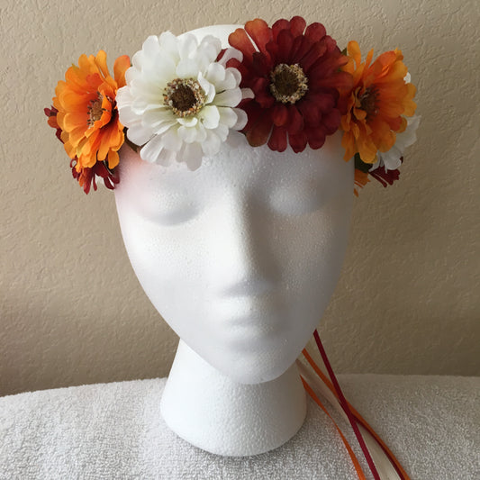 Small Wreath - Beige, yellow, & rust daisies