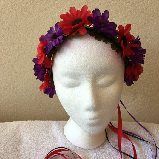 Small Wreath - Purple & red daisies