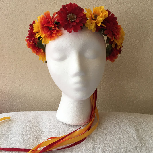 Small Wreath - Red, orange, & yellow daisies