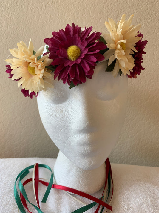 Small Wreath - Rust, Burgundy, and Beige Daisies