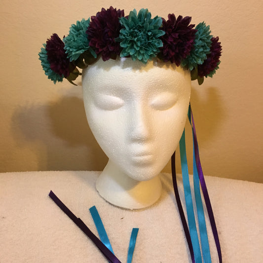 Small Wreath - Purple & teal pompoms