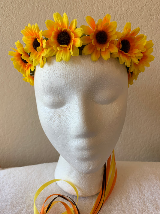 Small Wreath - All Bright Yellow Sunflowers with Orange Centers