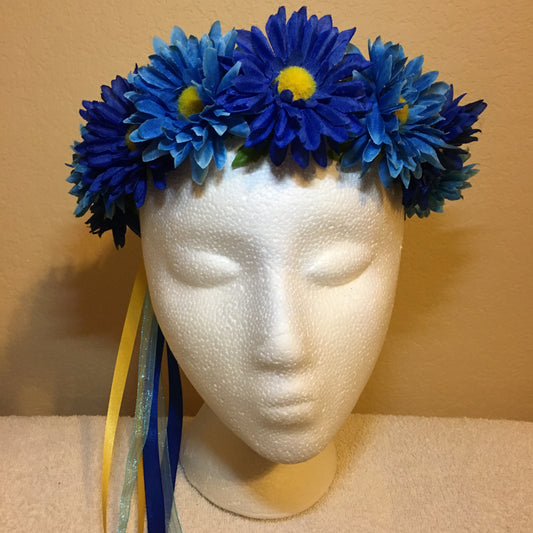 Small Wreath - Dark and light blue daisies (1)