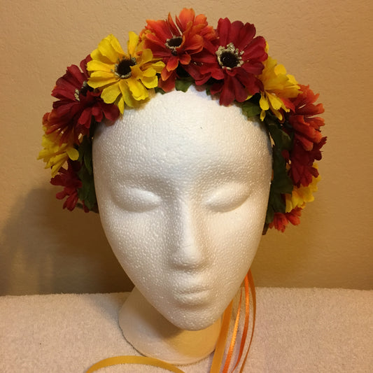 Small Wreath - Red, yellow, & orange daisies (2)