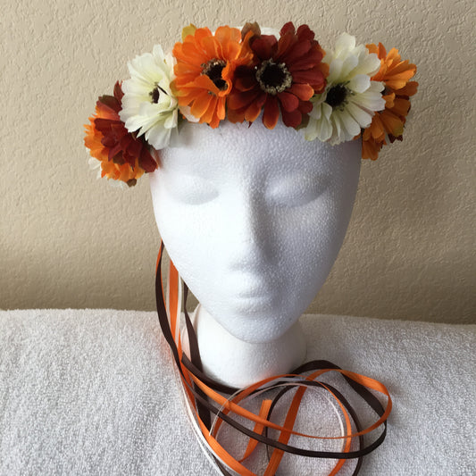 Small Wreath - Brown, orange, & white daisies (3)