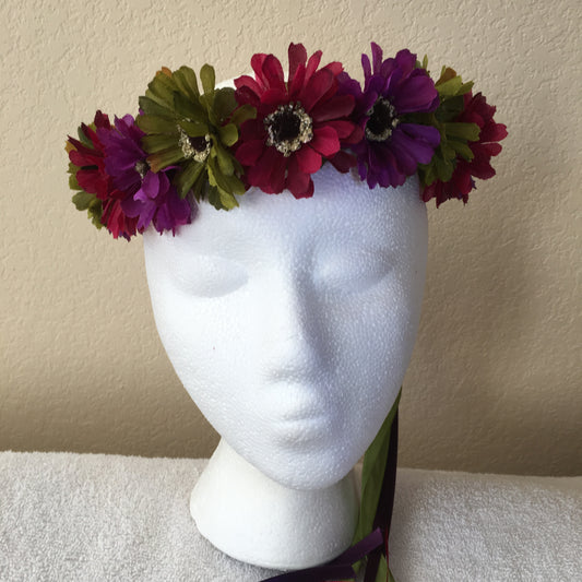 Small Wreath - Purple, green, & burgundy daisies (2)