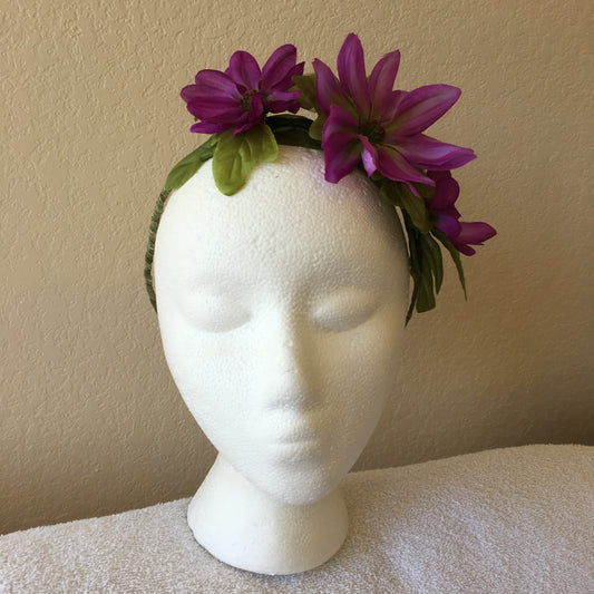 Side Wreath - Three purple flowers