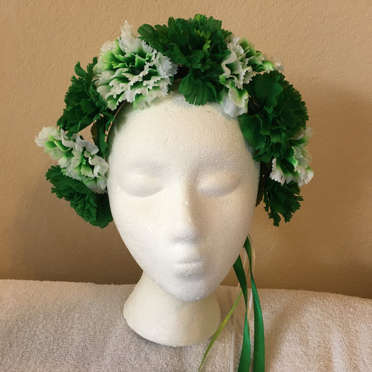 Show Special Wreath - Dark green carnations w/ tipped white & green carnations w/ one shamrock