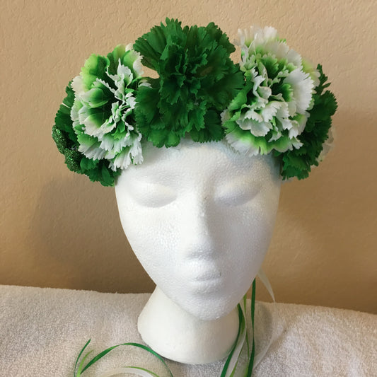 Show Special Wreath - Solid green carnations w/ green tipped carnations w/ one shamrock accent