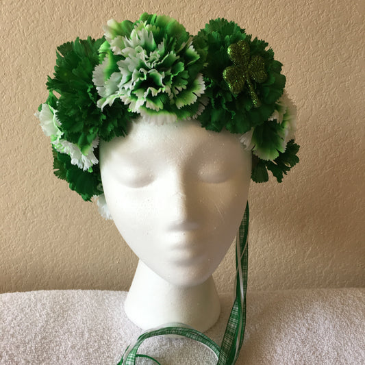 Show Special Wreath - Dark green carnations w/ tipped white & green carnations w/ one shamrock
