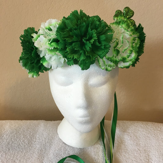 Show Special Wreath - Solid green carnations w/ green tipped carnations w/ one shamrock accent