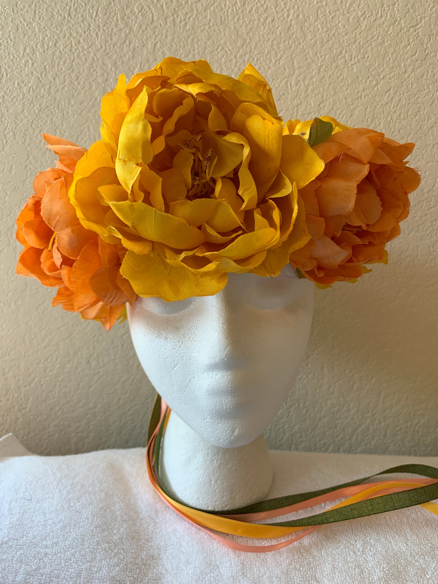 Extra Large Wreath - Peach and Yellow Puffies