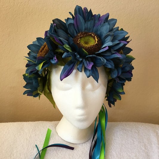 Extra Large Wreath - Blue sunflowers