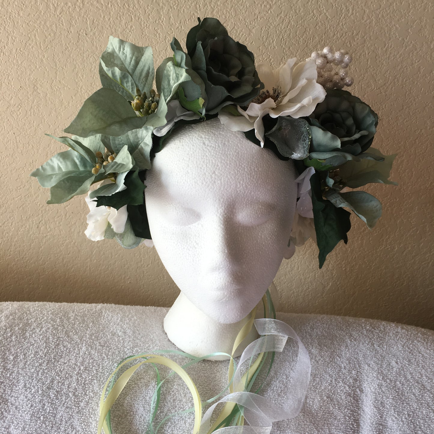 Extra Large Wreath - Pale green, white, gold & pale pink