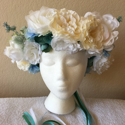 Extra Large Wreath - Beige & blue