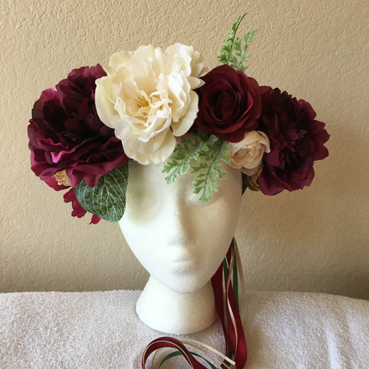 Extra Large Wreath - Burgundy & beige