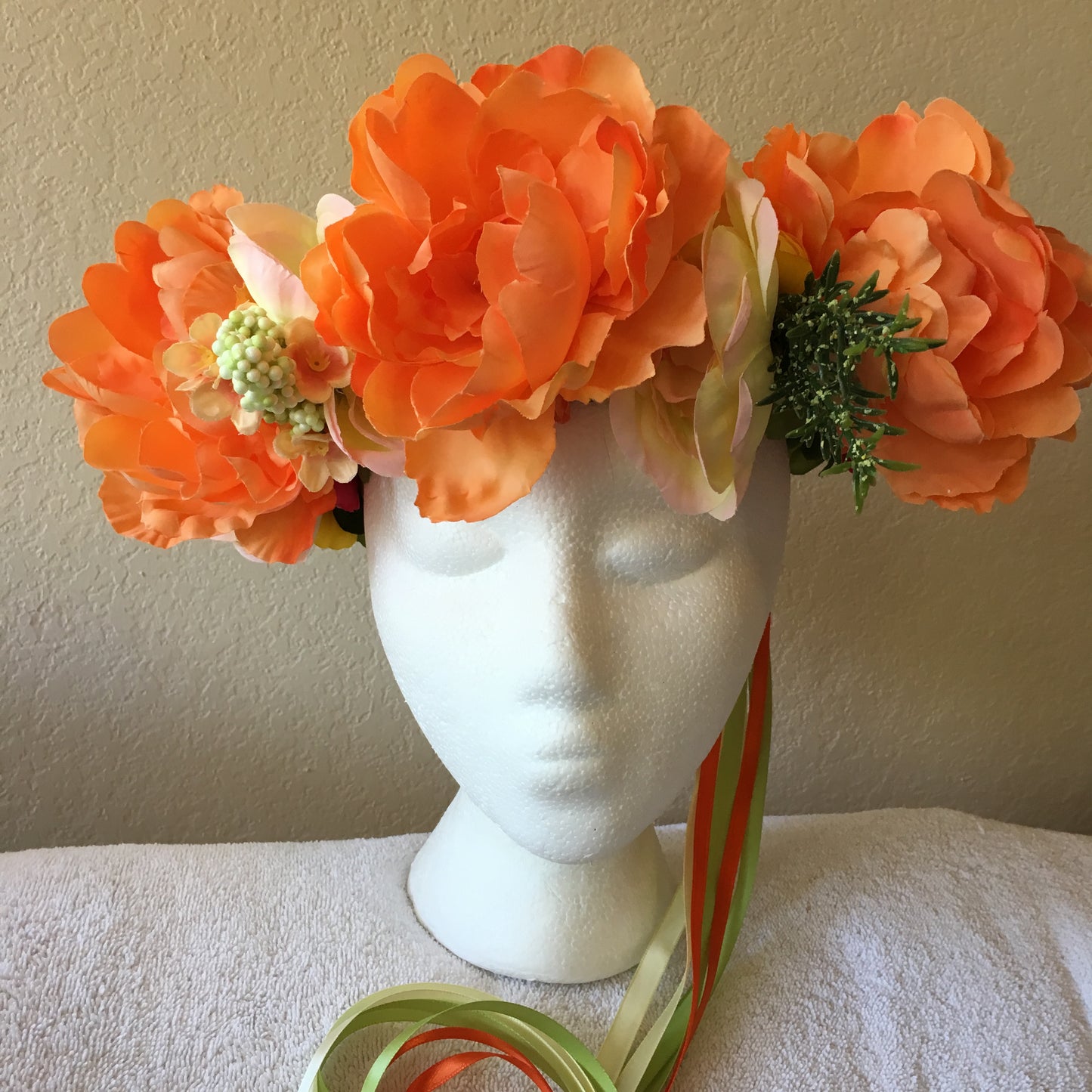 Extra Large Wreath - Big orange flowers w/ yellow & pink accent flowers