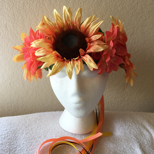 Extra Large Wreath - Extra large sunflowers w/ salmon accent flowers