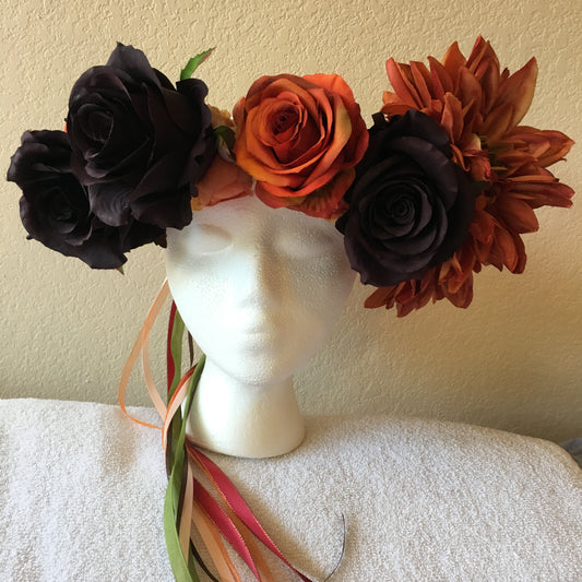 Extra Large Wreath - Rust & deep burgundy roses