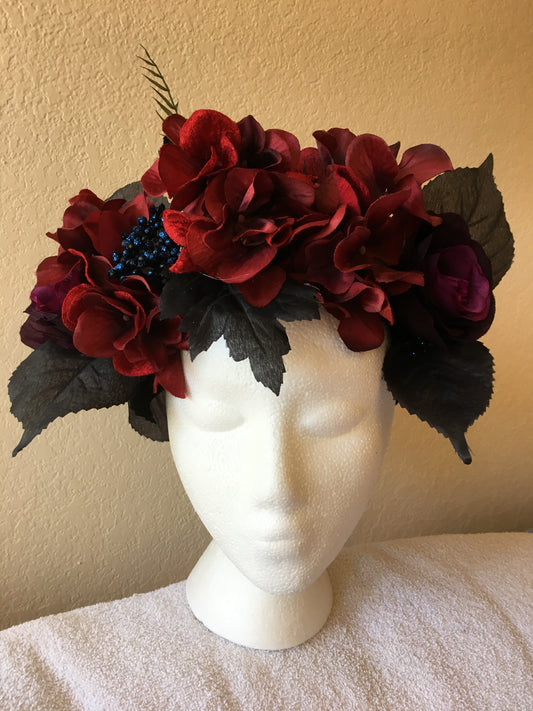 Extra Large Wreath - Black & red flowers w/ blue accents
